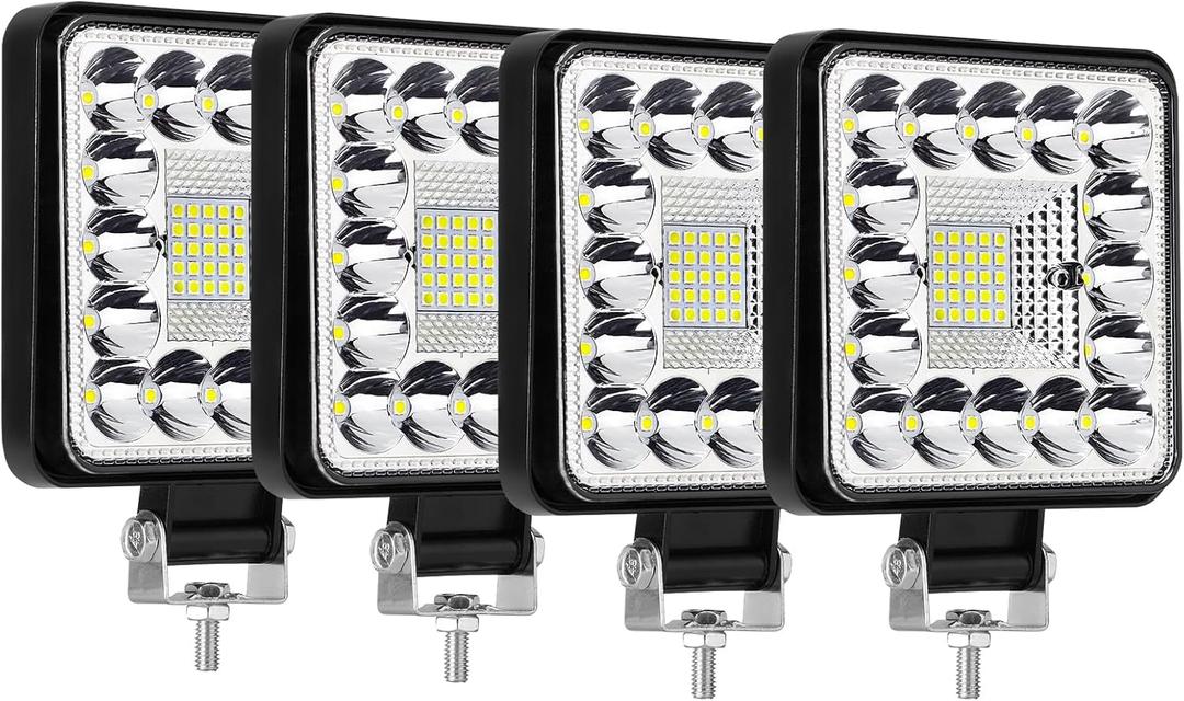 Hifybaty 4 Pcs LED Tractor Work Pods Lights 123W Square 12V 24V LED Spot Beam Off-Road Light Driving Fog Light Bar Lights for Truck Pickup SUV ATV UTV Tractor