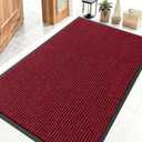 OLANLY Front Door Mat Indoor Outdoor Entrance, Waterproof Heavy Duty Doormat, Fade Resistant, Low Profile, Easy Clean Patio Porch Welcome Floor Mats for Entry, 47x32, Wine Red