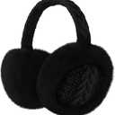 Clothirily Winter EarMuffs for Women, Faux Fur Warm Ear Muffs for Winter, Foldable Ear Covers, Fuzzy Ear Warmers for Women (Black)