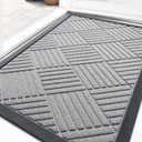OLANLY Front Door Mat Outside Entrance 33x21, Absorbent, Heavy Duty Sturdy Natural Rubber Doormat Indoor Outdoor, Stain Fade Resistant, Non-Slip Low Profile Floor Mat for Entryway, Light Gray Diamond