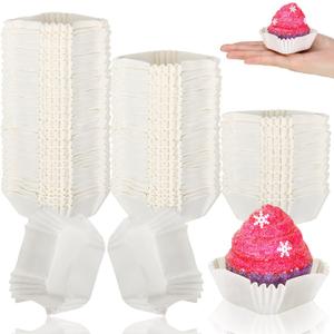 Tanlade 350 Pcs Square Mini Cupcake Liners Disposable Brownie Baking Pan Liners Paper Baking Cup for Cup and Cupcakes Party Supplies for Weddings Birthdays Bridal(White)