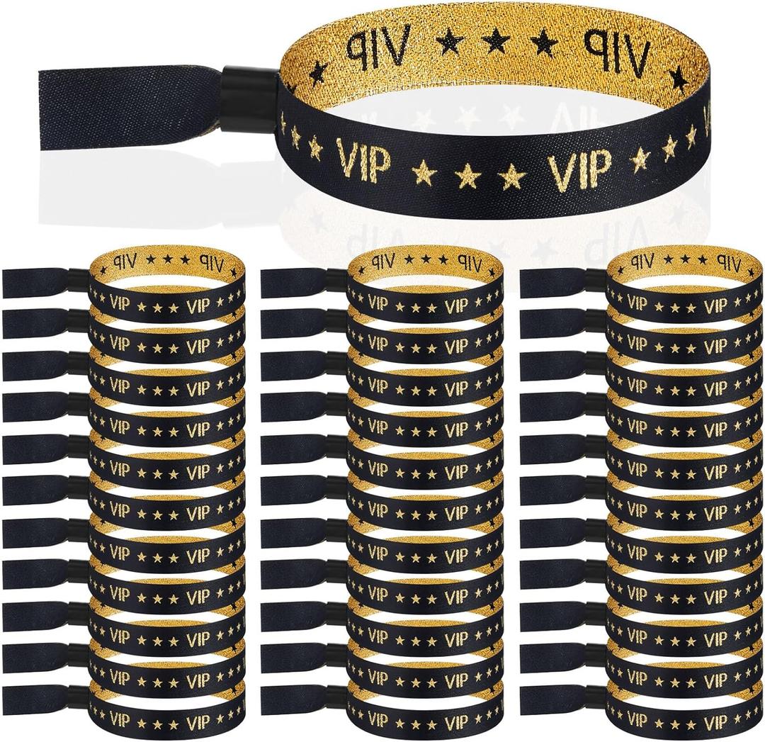Tigeen 100 Pcs VIP Wristbands Cloth for Events Party VIP Bracelets for Wedding Concert Fair (Black)