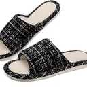 Womens Slippers, Linen Flax House Slippers for Women Men Unisex, Cute Soft Open Toe Summer Bedroom Slides House Shoes Indoor Outdoor Shower Drys fast (5-6)