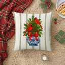 Chinoiserie Christmas Cardinal Pillow Covers 18x18, Cardinal Lovers Gifts, Grandmillennial Christmas Red Bow Bird Tree Decorative Pillow Covers for Home Couch Living Room Bedroom (Color-13)