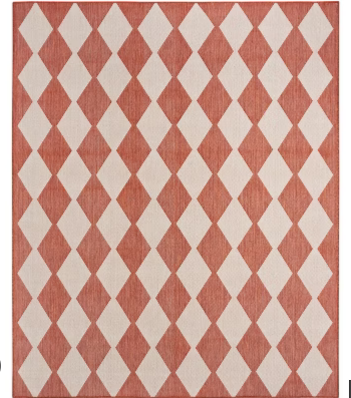 Nourison Positano 8' x 10' Terracotta Diamond Modern Flatweave Indoor/Outdoor Rug