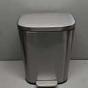 Amazon Basics SMALL Trash Can, 3.1 Gallon (12L), Smudge Resistant Rectangular Bin with Soft-Close Lid, Step Foot Pedal, Removable Inner Bucket, Brushed Stainless Steel, Satin Nickel Finish