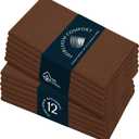 Brown Cloth Napkins - 100% Cotton, Soft, Durable, Absorbent, Washable - 12 Pack - Ideal for Spring, Summer Gatherings, Farmhouse, Rustic Weddings, Thanksgiving, Fall, 17x17 Inch