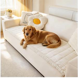 Awjcsv Couch Cover for Dogs Washable, Fuzzy Pet Couch Covers for 3 Cushion Sofa Pet Friendly, Non Slip Sofa Cover (White, 27.6" x 82.7"/70 x 210cm)