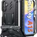 FNTCASE for Samsung Galaxy A15-5G Case: Military Grade Drop Proof Protection Phone Cover with Kickstand | Heavy Duty Rugged Full Body Protective Shockproof Matte Textured TPU Cases - 6.5 Inch (Black)