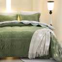 BOV California King Bedspread & Sham Set - 120x120 Oversized Velvet Quilt Lightweight Bedspread | Olive Green King Size Quilt Bedding Set, All-Season Microfiber Polyester (Green, California King)