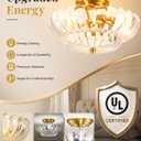 Semi Flush Mount Ceiling Light Fixture 14" Vinatge Gold Ceiling Lights Mid Century Modern Clear Glass Close to Ceiling Lighting Fixtures for Bedroom Hallway Kitchen Laundry Room Bathroom