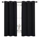 NICETOWN Pitch Black Solid Thermal Insulated Grommet Blackout Curtains/Drapes for Bedroom Window (2 Panels, 42 inches Wide by 63 inches Long, Black)