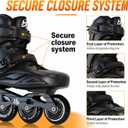 HSHVHSH Inline Skates for Women Men, Professional Fitness Roller Skates Blades with PU Wheels for Male, Female, High Performance Skates for Beginner, Black (Men5-6/ Women6-7)