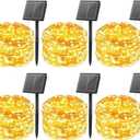 Minetom Solar String Lights for Outside, 6 Packs Total 198Ft 600 LED Outdoor Solar Fairy Lights, 8 Modes Balcony Lights for Tree Patio Christmas Party Wedding Decor (Warm White)