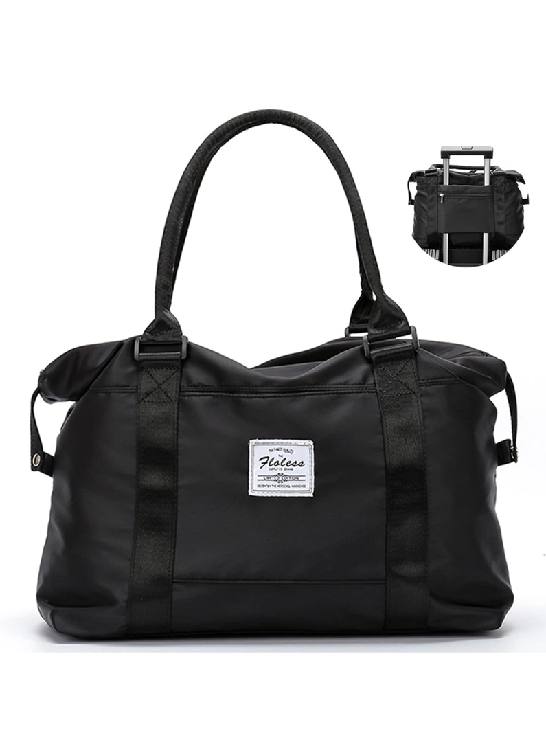 LANBX Travel Gym Bag for Women, Tote Bag Carry on Luggage Sport Duffle Weekender Overnight Bags with Wet Pocket (Black)