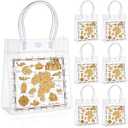 Sweetude 24 Pcs Treasure Map Pirate Nautical Party Favor Bags Bulk with Handle Party Favor Clear PVC Goodie Candy Treat Tote Transparent Shopping Gift Bags for Birthday Decorations Rewards Supplies