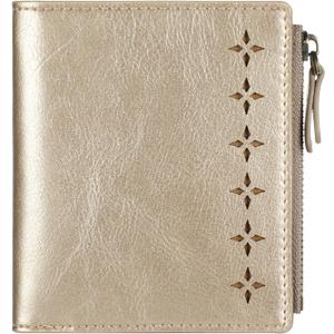 Lavemi Ultra Thin Small Compact Leather Womens Girls Wallets RFID Blocking Credit Card Holder for Women (1-champion Gold)