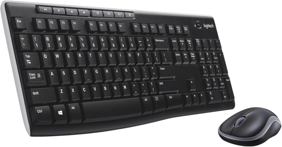 Logitech MK270 Wireless Keyboard and Mouse Combo for Windows, 2.4 GHz, 8 Multimedia Keys, PC, Laptop, Wireless Keyboard Compact Mouse Combo - Black (1 Pack)