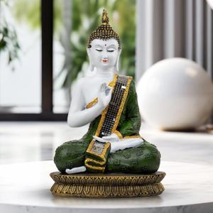 Accent Collection HZ Small Prayer Buddha Statue, 11" Decorative Desk Sculpture Home Office Decoration, Living Room Table Shelf Ornament, Spiritual Gifts