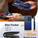 Vizvera for Samsung Galaxy S25 Ultra Case Wallet RFID [Cards Holder][Camera Cover][Edge Raised] Full Body Rugged Shockproof Silicone Protective Phone Case for Galaxy S25 Ultra 6.9" 2025(Blue)
