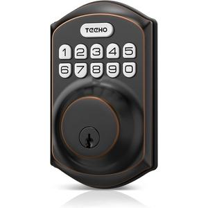 TEEHO TE001 Keypad Deadbolt, Oil Rubbed Bronze Weatherproof Keyless Entry