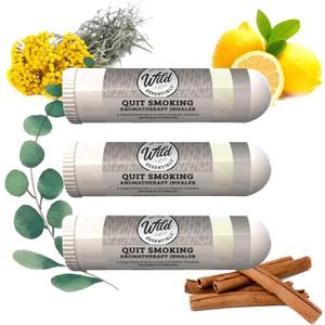 Wild Essentials 3 Pack of Quit Smoking Aromatherapy Nasal Inhalers Made with 100% Natural, Therapeutic Grade Essential Oils to Help You Kick The Habit and Quench The Cravings