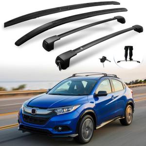 Silent Journey Roof Racks & Side Rails for Honda HR-V Vezel 2016-2022, All Black 165LBS, Set of 4, 2X Cross Bars, 2X Roof Rails