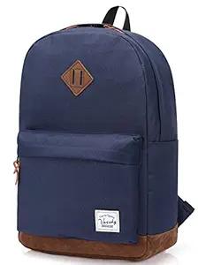 Vaschy School Backpacks for Adults Classic Lightweight Water Resistant Campus Rucksack Travel Backpack Blue Fits 14 Inch Laptop
