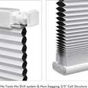 Cordless Cellular Shades, No Drill No Tools Honeycomb Window Blinds, Blackout Light Blocking Cellular Shades for Window, Thermal Insulation Blinds, Easy to Install, White 42" W x 64" H