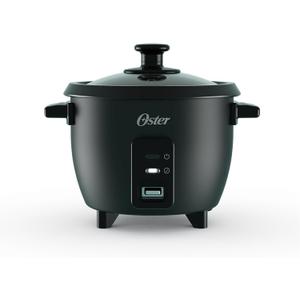 Oster 6-Cup Rice Cooker with Steamer Tray, Electric Rice Maker, Automatic Keep Warm, Nonstick Inner Pot, Black