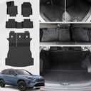 Floor Mats Set for Toyota RAV4 2019-2025 (Include Hybrid), Extra Door Sill Guards, TPE All Weather Cargo Mat Backrest Mat Cargo Liner Car Accessories (Trunk Mat with Backrest Mat+Floor Mat)