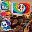 3x5 Feet Salomao Peace Tie-Dye Flag - Garden Decor Porch Lightweight Flag - Rainbow Hippie Flags For Outdoors Decorative - World Peace Sign Symbol Banner - Decorations Home Wall Flags