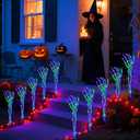 Halloween Decorations 5 Pack Solar Powered Skeleton Arm StakesLights 110pcs Bright LED Light Beads 8 Modes Waterproof Solar Charging Suitable for Outdoor Yard Lawn Home Party Decor