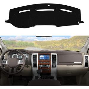 Dashboard Dash Cover Mat Carpet Compatible with 2010-2014 Dodge Ram 1500 2500 3500 Black