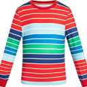 5 Sizes for 2-11Y Unisex Rainbow Striped Long Sleeve Shirt Soft Material Crewneck Shirt for Chucky Costume (XS)
