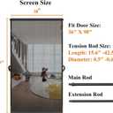 MAGZO Hanging Screen Door, Fits Door Size 36" x 98" (Curtain Size 38'' x 99''), Upgraded Fiberglass Mesh Net with Tension Rod&Hook&Loop (One Piece Can be Installed in 2 Ways), Weighted Bottom, Grey
