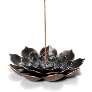 GARMOLY Large Incense Holder for Sticks Anti-Ash Spilling, Brass Lotus Incense Stick Holder and Detachable Ash Catcher