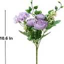KAOYOO 4 PCS Artificial Peony Bouquet Short Stem for DIY Wedding Decoration Bridal Bouquet Home Decorations(Purple 4-PCS)