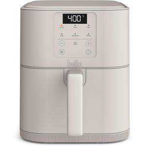 bella 6 Qt Slim Air Fryer, Fits-anywhere Kitchenware, EverGood Ceramic Nonstick Coating, Adjustable Temperature, 6 Preset Cooking Options, 60 Min Auto Shutoff w Audible Tone, 5lb Capacity, Oatmilk