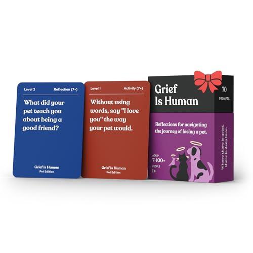 Grief is Human (Pet Edition) | Family & Friends Conversation Cards for Grieving | 70 Reflection Cards to Help You Process The Journey of Losing a Beloved Pet | Therapy for Adults | 1+ Players