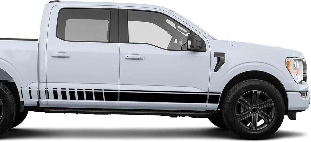 Rocker Side Stripes Decals Stickers Graphics Compatible with Ford F150 All Generations (2901B) (Black)