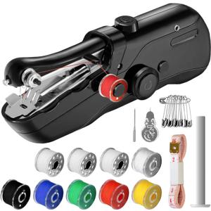 Handheld Sewing Machine, Mini Portable SewingMachine for Beginners, Electronic Small Sewing Machine for Quick Stitching & DIY Crafts, Complete Sewing Kit (Black)