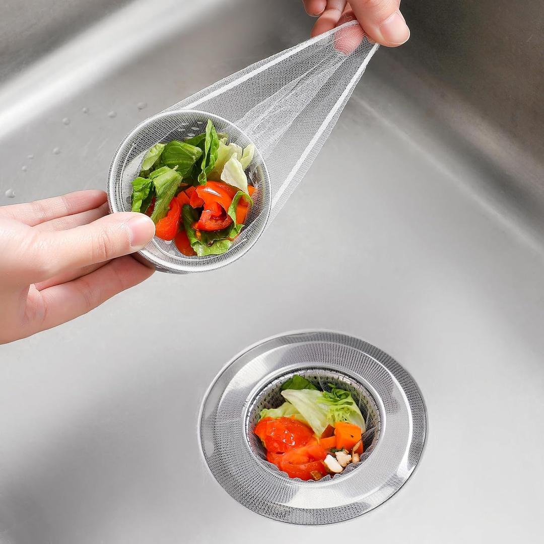 200 Pack Kitchen Sink Strainer Mesh Bag, Anti-Clogging Disposable Sink Drain Covers, Kitchen Essentials Sink Filter Nets, Fits Most Sink Strainers (4.0 x 4.0 Inch)