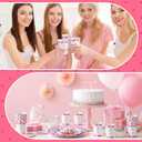 Domensi 250 Pcs Pink Cartoon Birthday Decorations Serves 50 Guests Pink Cartoon Theme Tableware Set Include Disposable Paper Plates Napkins and Cups for Baby Shower Party Supplies