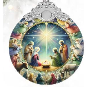 Christian Gifts: Nativity Christmas Ornaments - Religious Gifts for Kids and Women of Faith - Christmas Tree Decoration Stained Glass Nativity Ornament