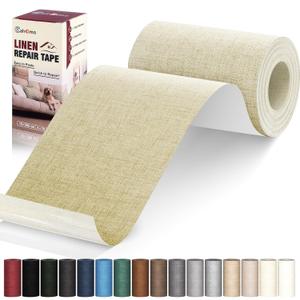 Cahomo Linen Repair Tape 4x79 inch, Self Adhesive Fabric Patches, Linen Patch Tape Kit, Fabric Repair Tape for Couch Sofas, Headboards, Chairs, Pillows, Curtains, Couches - Beige