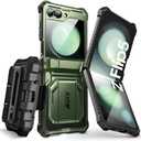 i-Blason for Samsung Galaxy Z Flip 5 Case with Stand, [Built-in Screen Protector] [Hinge Protection], Full-Body Protection Magnetic Phone Case for Galaxy Z Flip 5, Dark Green