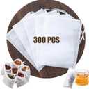 300 PCS Disposable Tea Bags for Loose Leaf Tea, Empty Tea Filter Bags with Drawstring, Fillable Tea Infuser Sachets Suitable for Coffee, Loose Tea, Spice, Herb and More (3.54 x 2.75 inches)
