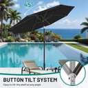 AreShark 9FT Patio Umbrella with Solar Lights, 32 Lighted Pool Umbrella w/Tilt and Crank, Outdoor Market Solar Umbrellas for Garden, Deck, Backyard, Pool and Beach, Black