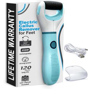 Electric Foot Callus Remover  Rechargeable Foot Sander Electric with 2800 RPM Motor & 1200 mAh Battery, 360 Rotating Replaceable Roller  Pedicure Tools for Feet for Smooth Heels & Dry Skin Care